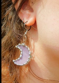 Image 2 of Lavender Crescent Moon Earrings