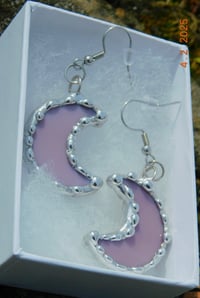 Image 3 of Lavender Crescent Moon Earrings