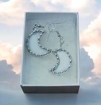  White Iridescent Crescent Moon Earrings