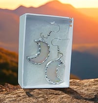 Image 1 of Gold Iridescent Crescent Moon Earrings