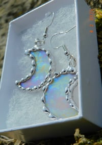 Image 2 of Gold Iridescent Crescent Moon Earrings