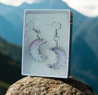 Light Purple Iridescent Crescent Moon Earrings