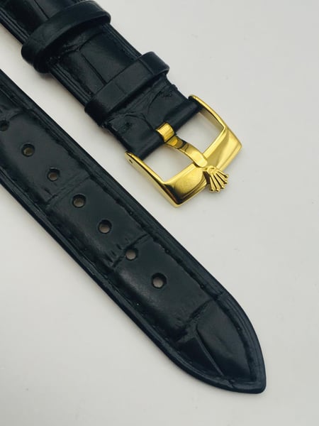 Image of ROLEX top quality 18mm/19mm genuine leather gents watch strap band Gold Plated buckle,daytona,