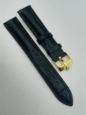 Image of ROLEX top quality 18mm/19mm genuine leather gents watch strap band Gold Plated buckle,daytona,