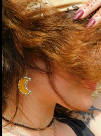 Image 2 of Yellow Crescent Moon Earrings