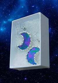 Image 1 of Black Iridescent Crescent Moon Earrings