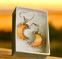 Orange Crescent Moon Earrings
