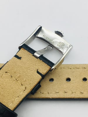 Image of ROLEX top quality 18mm/19mm genuine leather mens watch strap band stainless steel buckle,daytona