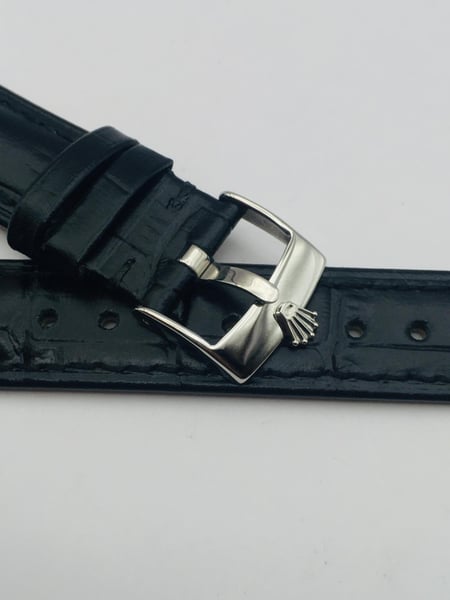 Image of ROLEX top quality 18mm/19mm genuine leather mens watch strap band stainless steel buckle,daytona