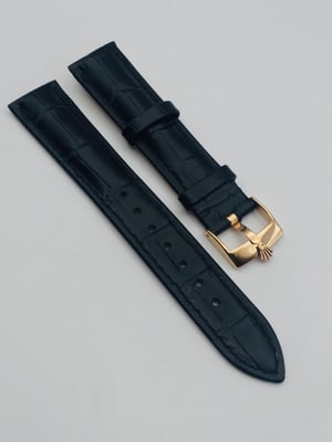 Image of ROLEX top quality 18mm/19mm genuine leather mens watch strap band Rose Glod buckle,daytona