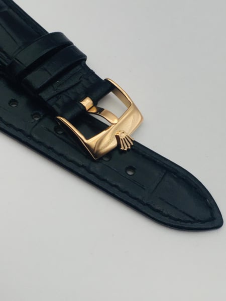 Image of ROLEX top quality 18mm/19mm genuine leather mens watch strap band Rose Glod buckle,daytona