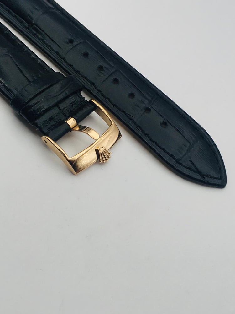 Image of ROLEX top quality 20mm genuine leather mens watch strap band Rose Glod buckle,daytona