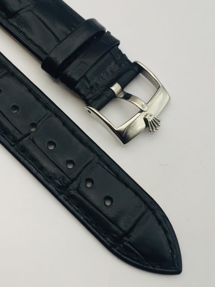 Image of ROLEX top quality 20mm genuine leather mens watch strap band Stainless Steel buckle,daytona