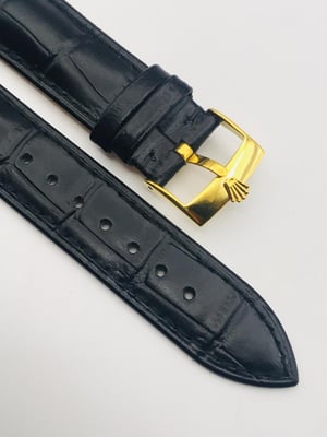 Image of ROLEX top quality 20mm genuine leather mens watch strap band Gold Plated buckle,daytona