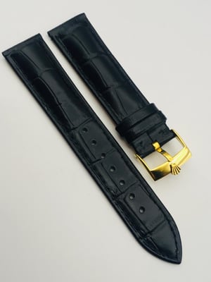 Image of ROLEX top quality 20mm genuine leather mens watch strap band Gold Plated buckle,daytona