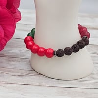 Image 2 of Christmas Lava Bead Bracelet 