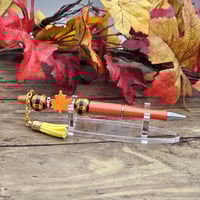 Image 3 of Orange Plaid Fall Beaded Pen