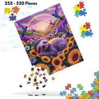 Sloth Sunflowers and Rainbows Jigsaw Puzzle