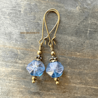 Blue Boho Dangle Earrings – Bronze Statement Earrings, Festival Jewelry, Beaded Earrings