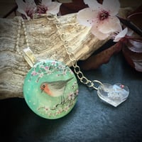 Image 3 of Robin on Blossom Resin Pendant