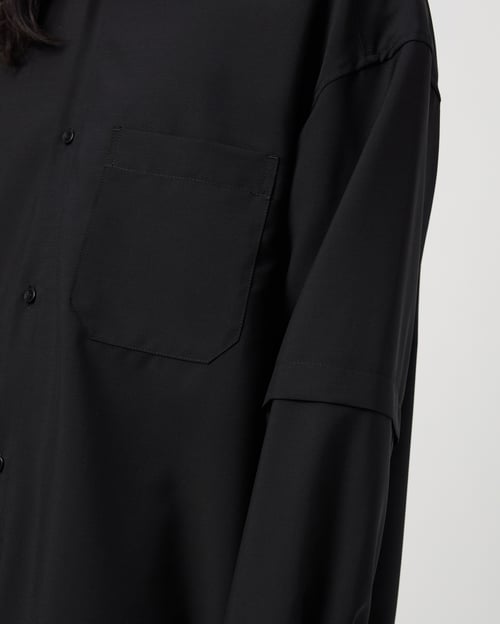 Image of Black Wool / Mohair Layered Shirt