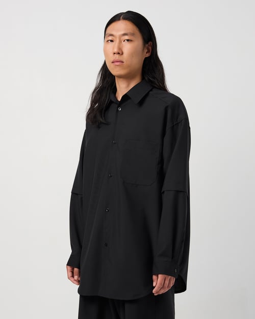Image of Black Wool / Mohair Layered Shirt