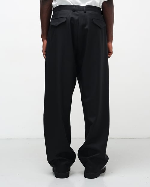 Image of Black Cotton Gabardine Pleated Pants