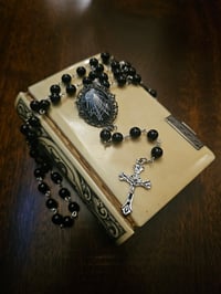 Image 2 of Black Rosary With Real Preserved Spider Web  - 2