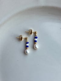 Image 1 of Gold/Silver Stripe Pearl Studs