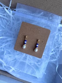 Image 2 of Gold/Silver Stripe Pearl Studs