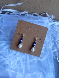Image 4 of Gold/Silver Stripe Pearl Studs