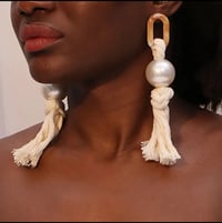 Image 1 of Cream Tassel Earrings 