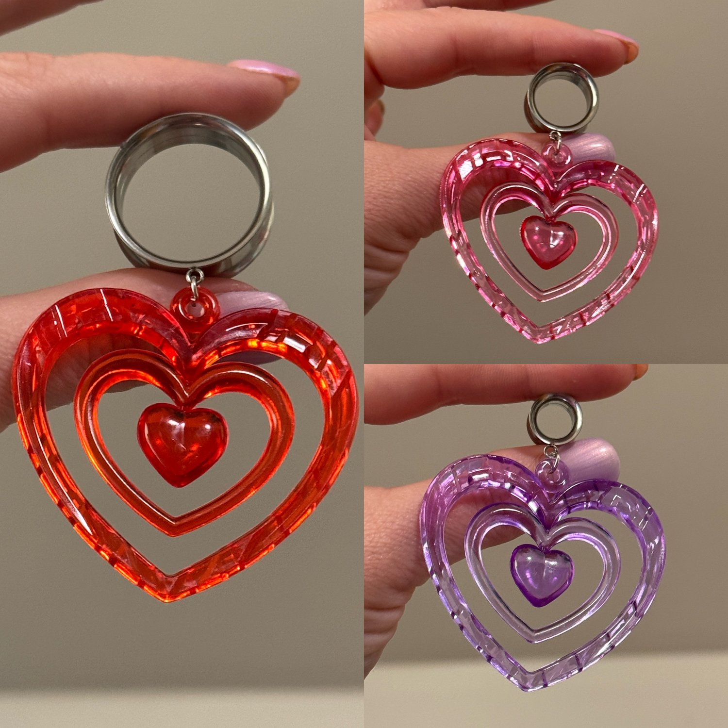 Image of Big Heart Dangles (sizes 2g-2")