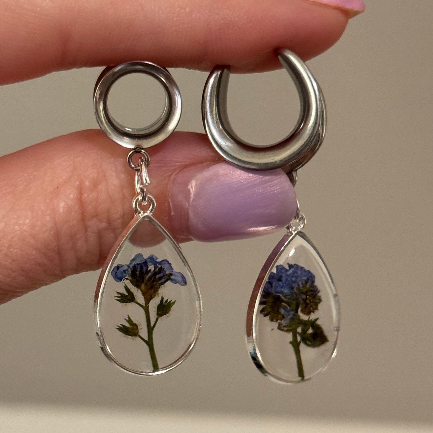 Image of Dainty Pressed Flower Dangles (sizes 2g-2")