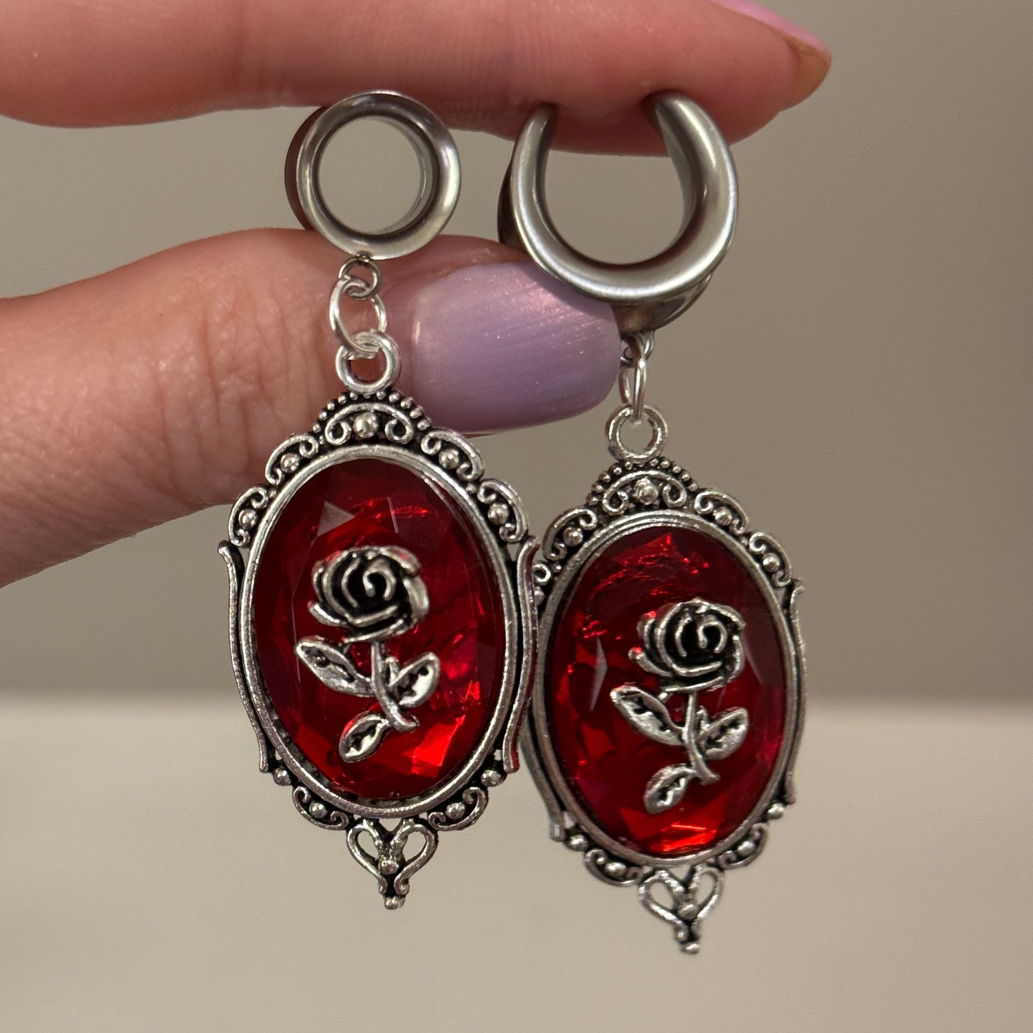 Image of Rose Cameo Dangles (sizes 2g-2")