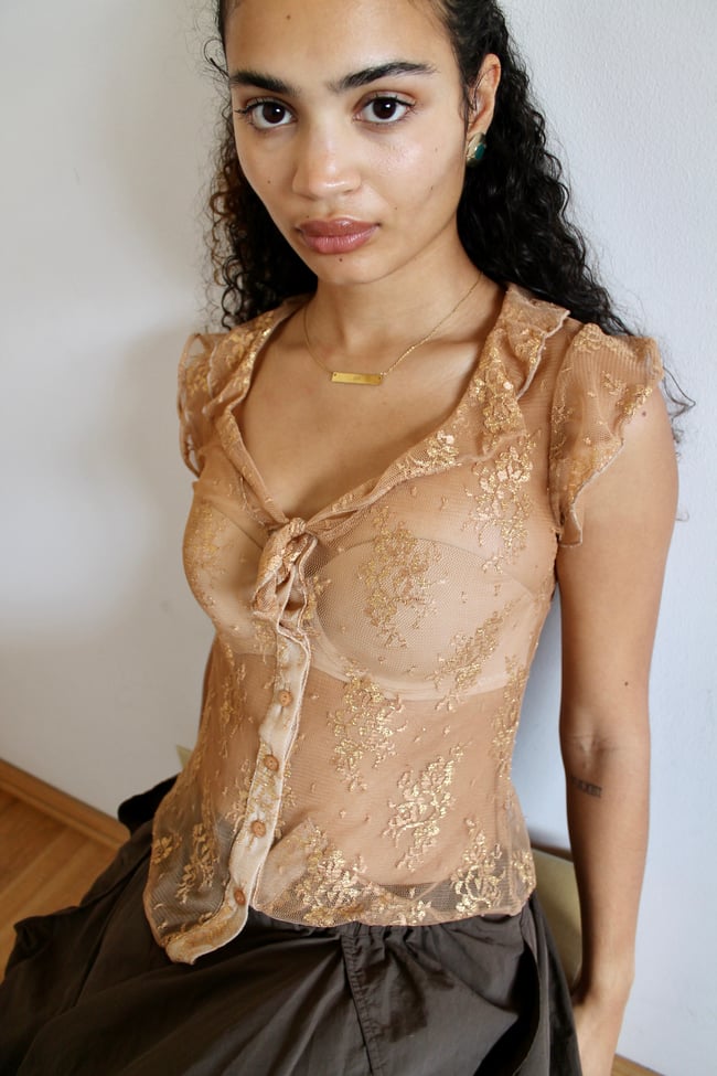 90's Floral Sheer Top