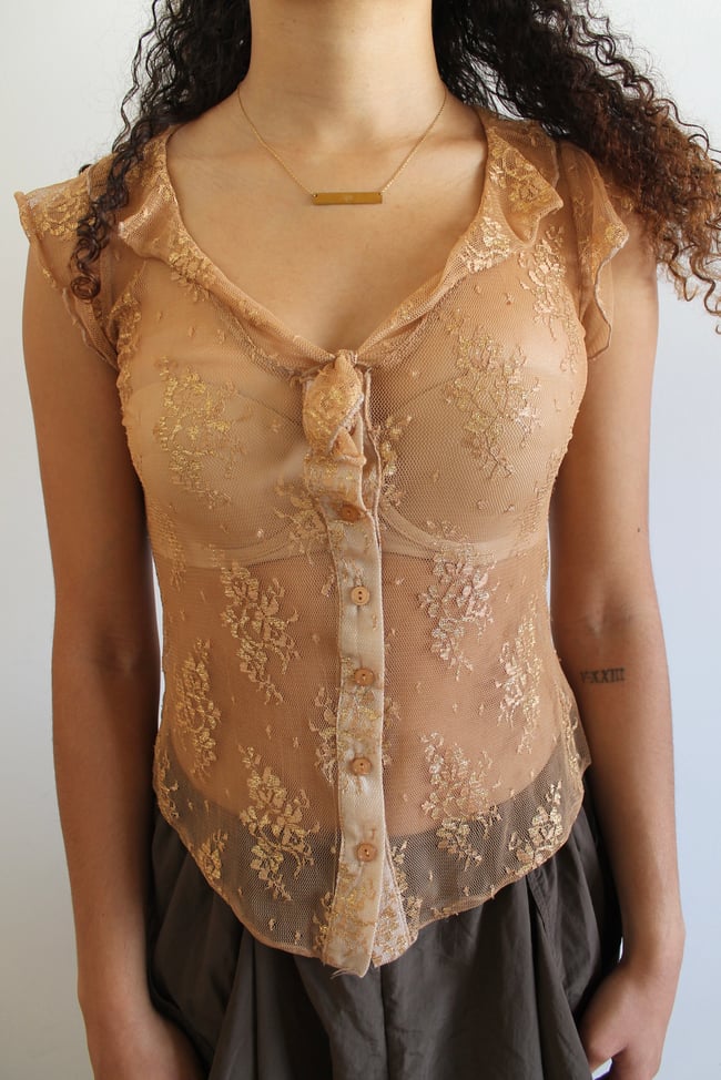 90's Floral Sheer Top