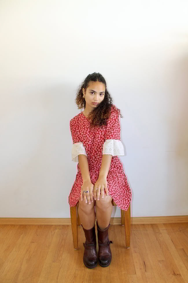 40's Red Floral Dress