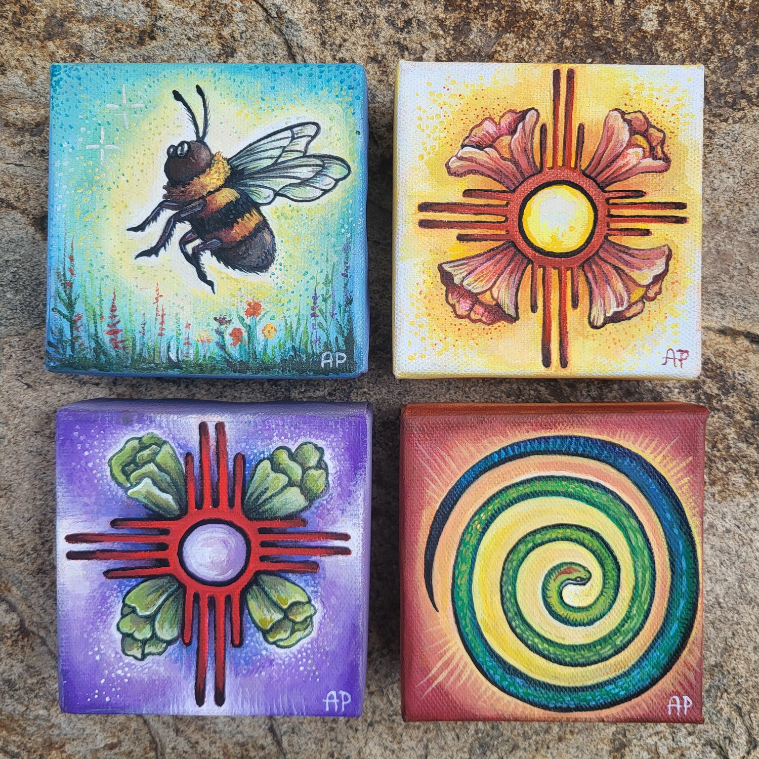 Image of REBIRTH -Land of Enchantment (Set of 4 Paintings)