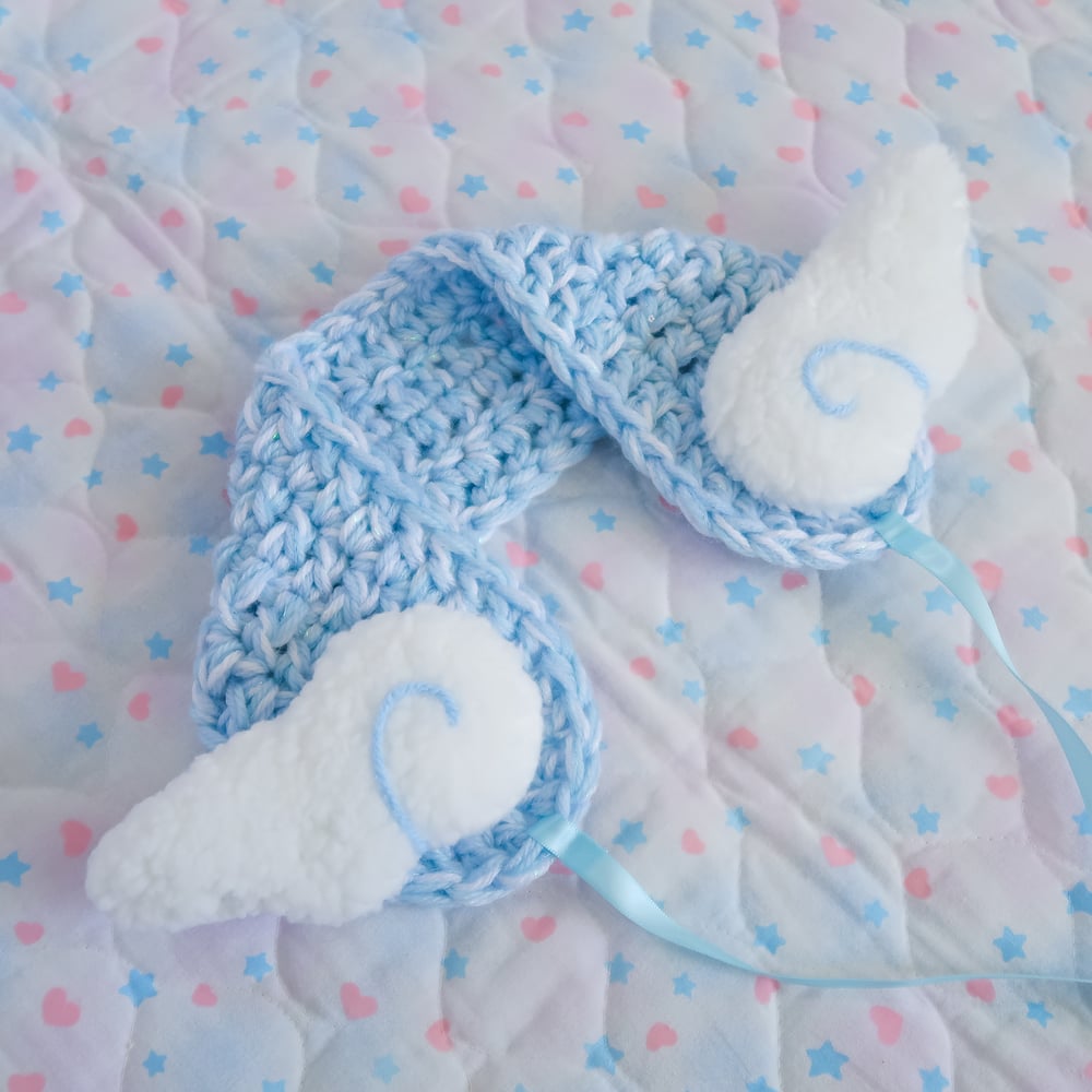 Crochet Headdress/Earmuffs: Angel Wings