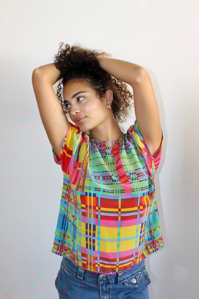 80's Multi Color Silk Top