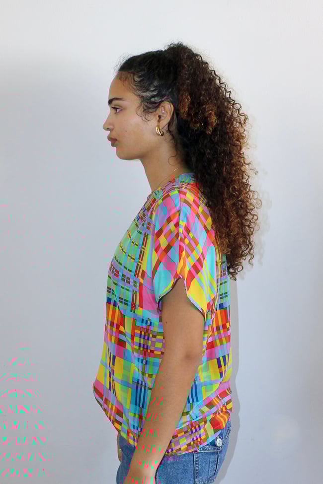 80's Multi Color Silk Top