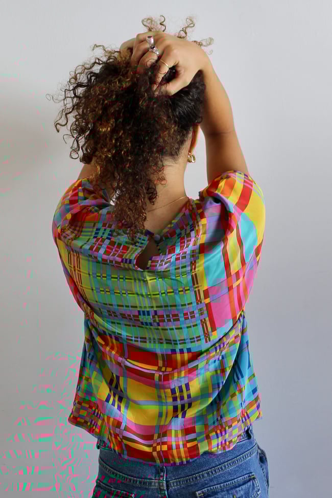 80's Multi Color Silk Top