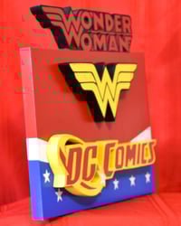 Image 2 of Wonder Woman Logo - 11 ¼ Inches L and 12 Inches H- Hand Crafted Wooden Wall Hanging Decor.