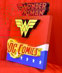 Image 3 of Wonder Woman Logo - 11 ¼ Inches L and 12 Inches H- Hand Crafted Wooden Wall Hanging Decor.