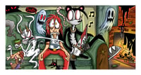 Image 2 of Fibble and Sin Print 13 x 7 - "Couch Chaos!"