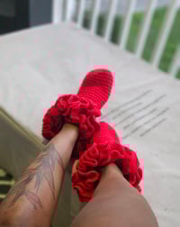 Image 2 of Signature Red Ruffle Socks