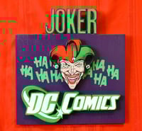 Image 1 of Joker Logo - 11 ¼ Inches L and 12 Inches H- Hand Crafted Wooden Wall Hanging Decor.