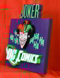 Image 2 of Joker Logo - 11 ¼ Inches L and 12 Inches H- Hand Crafted Wooden Wall Hanging Decor.