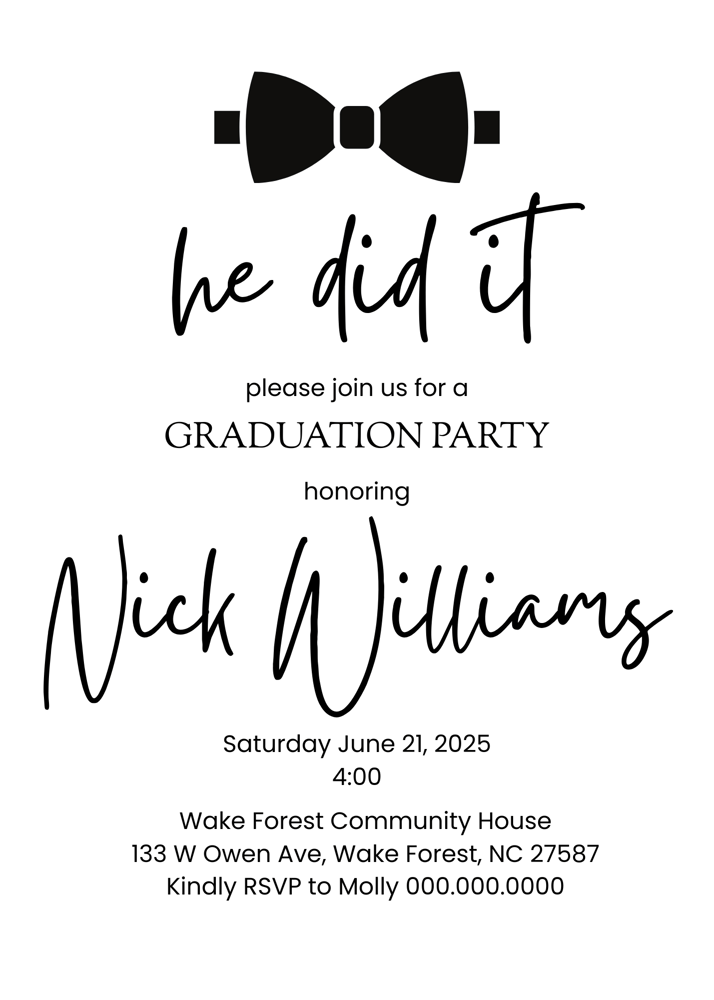 Image of Bow Tie Graduation Invitation